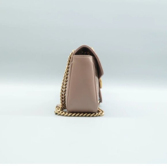 100% Authentic GUCCI GG Marmont Brown Leather Shoulder Bag - Picture 3 of 12